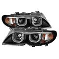 Spyder 3-Series 3D Halo 4Door Projector Headlights for 2002-2005 BMW E46 - Black 5031877